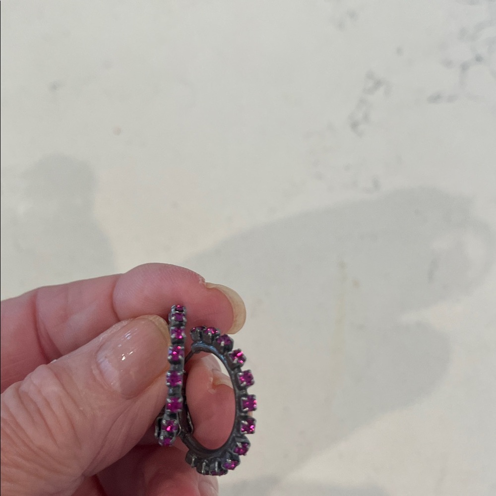 Sabika Pink and Silver Hoop Earrings